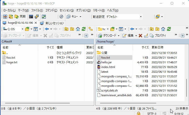 WinSCP ファイルやディレクトリの名前を変更するショートカットキー